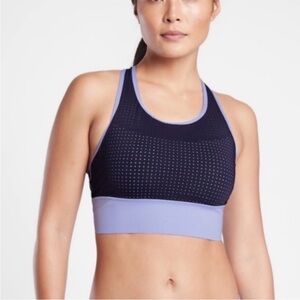ATHLETA | Cross Train Bikini Top Zip Back Periwinkle & Navy Blue Women’s Size M
